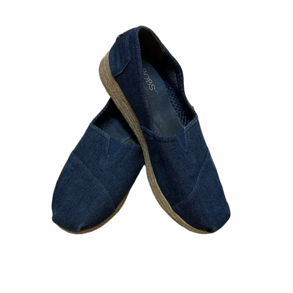 BOBS from Skechers Blue and Tan Espadrilles Slip-On Comfort. Denim